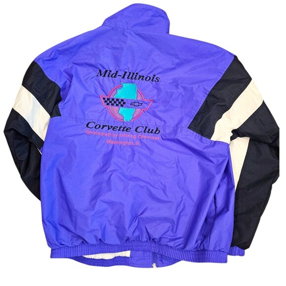 Y2K‎ Corvette Club Washington Windbreaker Jacket Lined Purple Karen Sz M Large - Picture 3 of 14